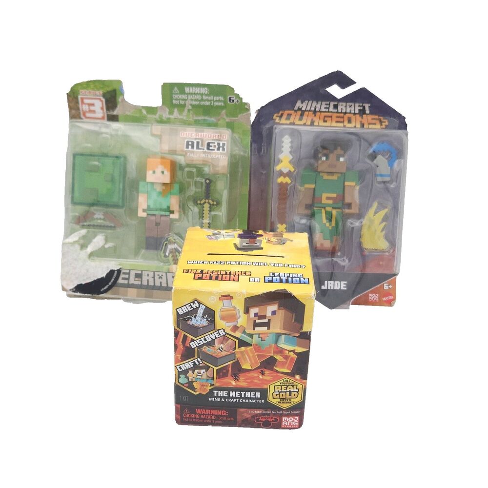 Minecraft Alex Jade Dungeons Mattel Figure Lot Nether Mini Figures New